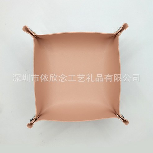ANKRIC 선글라스케이스 북유럽 거실 현관 PU 저장 트레이 더블 가죽 잡화 트레이 데스크탑 마무리 키 저장 상자, 분홍, 22 * 22.