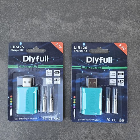 딜라이풀 CR425 충전기+충전지세트 USB425배터리 충전기세트, 2세트, 스카이블루
