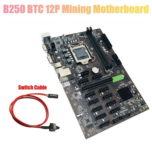 Lopbinte B250 BTC 마이닝 마더보드(스위치 케이블 포함) LGA 1151 DDR4 12, 1