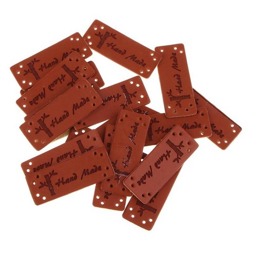 20Pcs PU 가죽 라벨 구멍이있는 수제 라벨 꾸밈 니트 DIY 장식품 의류 청바지 가방 신발 공예품, 005