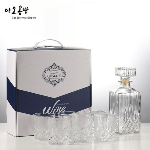 아소공방 클래식 크리스탈 클리어 디켄터 양주잔세트, 3세트