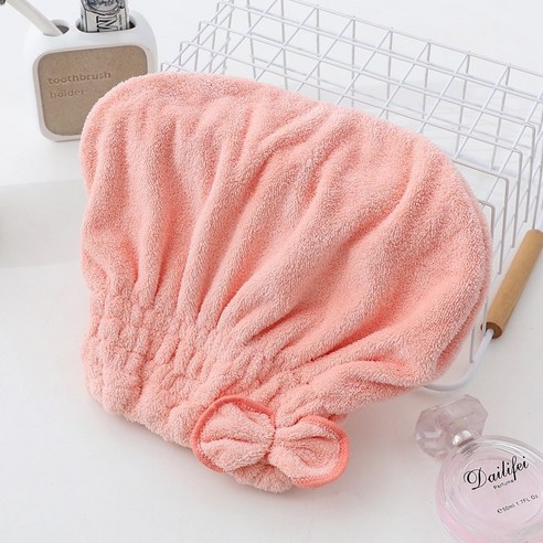 ZZJJC 드라이캡 여성 코랄 융에 두꺼운 목욕 모자 소프트 흡수속건 홈 데이용 심플 자수 드라이캡, 핑크 프린세스 모자, 25*65CM(단층)