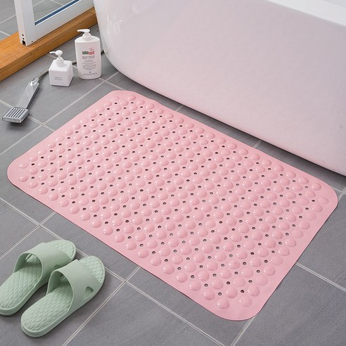 [SW] PVC 욕실 미끄럼 방지 매트 욕실 방수 매트 가정용 화장실 화장실 호텔 바닥 매트 35x70cm, 35CMx70CM, 분홍색