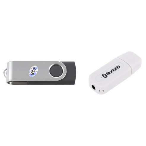 1 PC를 USB 2.0 2기가바이트 2G 2 G GB 플래시 메모리 스틱 및 1 개 PC를 미니 USB 3.5mm의 AUX 블루투스 뮤직 리시버 오디오 어댑터, 하나, 검정, 흰색