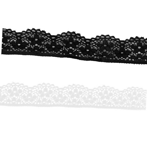 란제리 의류 장식 23mm 블랙 화이트를 만들기위한 2 조각 5 야드 레이스 트림 리본 꾸밈, 흑백, 설명