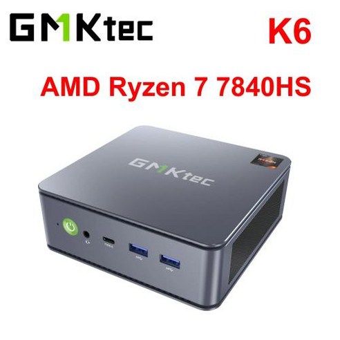 7840HS 미니 PC GMKtec 데스크탑 게이밍 컴퓨터 AMD 라이젠 7 윈도우 11 프로 DDR5 NVME SSD WIFI6 BT5.2 22.5G K6, 없음, 없음, 8) DDR5 16GB 1TB - Ryzen 7 784