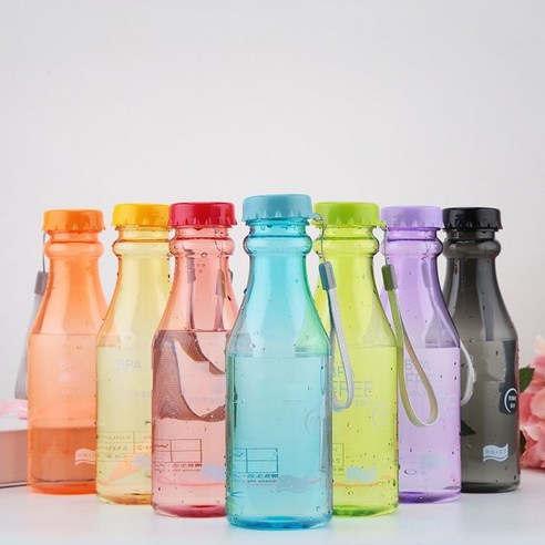 아이디어 물컵 음료수 병 플라스틱 컵 운동 가솔린 병 야외 백화점 선물 컵, 백색, 550ml