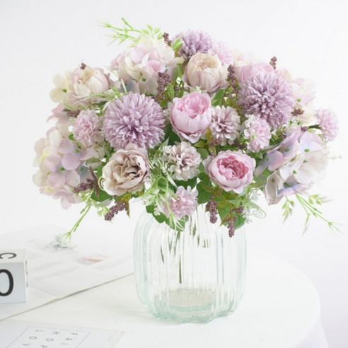 [오케이나우ㅣ인기상품] 수국과 장미의 조화를 담은 매혹적인 꽃다발: 대신스토어 수국 장미 조화 믹스 스몰웨딩 꽃다발 [OKNOWㅣ추천상품]