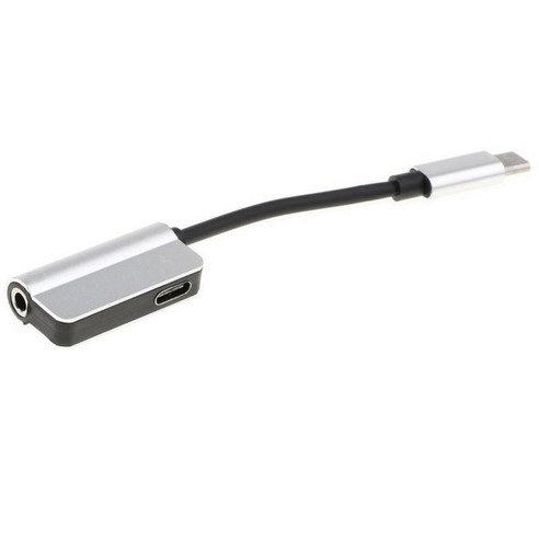 Type-C 3.5mm 잭 어댑터 어댑터 충전 및 헤드폰 2 In 1 Type-C ~ 3.5mm 헤드 Aux 오디오 USB C 케이블, 실버, 설명, 합금