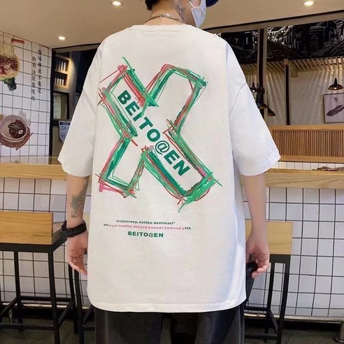 DFMEI 여름복 반팔 티셔츠 남성 오버사이즈 한국 힙합 블랙룩 bf 반팔 신상품 티셔츠