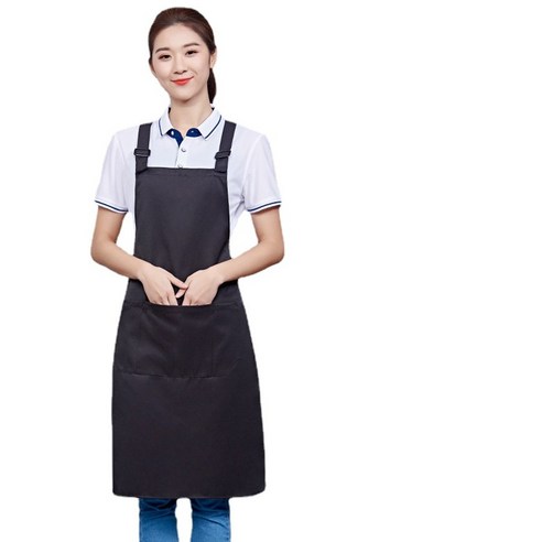ANKRIC 방수앞치마 호텔 웨이터 작업 앞치마 방유 및 방오 이중 어깨 끈 조절 앞치마, 블랙