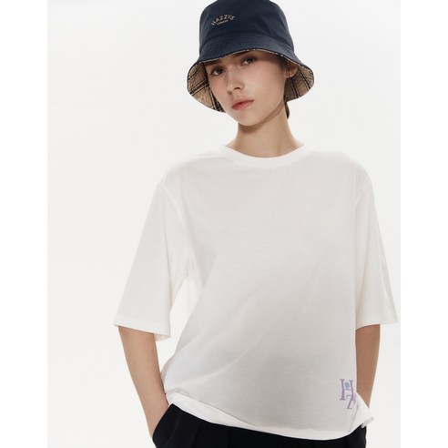 23SS 화이트 로고프린트 면 5부소매티셔츠 HSTS3BC25WT