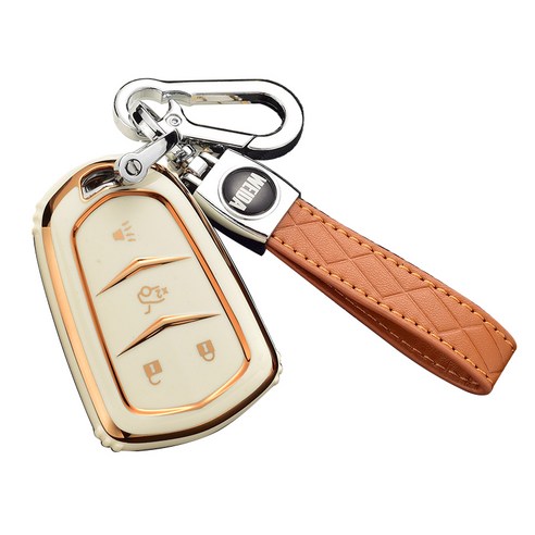 baina 캐딜락 키 케이스 XT5 XT4 SRX CT5 XT7 ATSL CT6 스마트 키 케이스 키체인, A형4개의 버튼, 상아