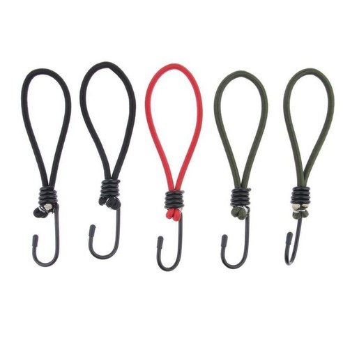 캠핑 후크가있는 5 조각 코드 탄성 스트레치 로프 스트랩, 6.5mm, 설명