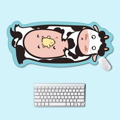 YJQ 큰 귀여운 Kawaii 마우스 패드 노트북 데스크 매트 데스크탑 고무 패드 게이머 게임 매트 PC 노트북 게임 액세서리, Big blue cow