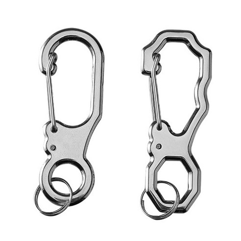 2pcs carabiner 스테인레스 스틸 키 링 스프링 스냅 클립 등반 장비 키 체인 후크 안티 손실 남성 여성