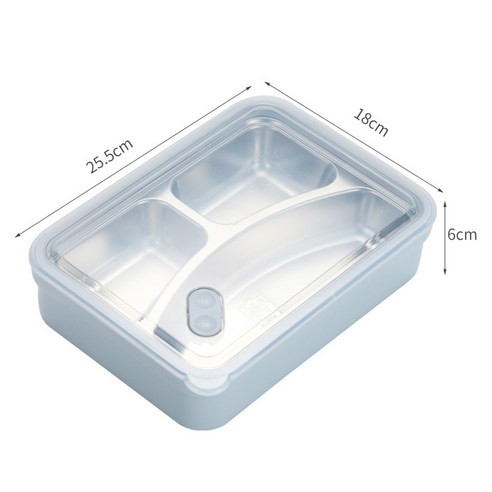 런치박스 배기보온박스 3분격 오피스 런치박스, 1L, 3체크그레이네이비