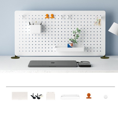 공간활용 타공보드 활용도 높은 페그보드, all 화이트, 1개 철제그물망