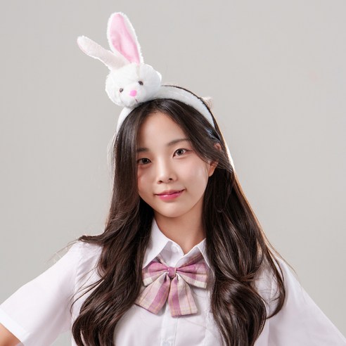 말랑마쥬 인싸템 파티 머리띠 놀이동산 체육대회 학예회 할로윈 크리스마스 인생네컷 소품 동물인형, 1개, 플러피레빗_화이트