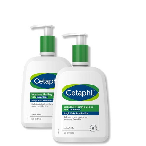 Cetaphil 인텐시브 힐링 로션 473ml 세라마이드 함유 건성 민감성 거친 피부용 미국 378890, 1개