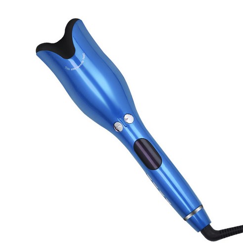 Sunlink 다 자동적인 머리 컬러 컬링 철 LCD 세라믹 자전 흔들리는 마술 지팡이 다림 스타일링 도구, Blue