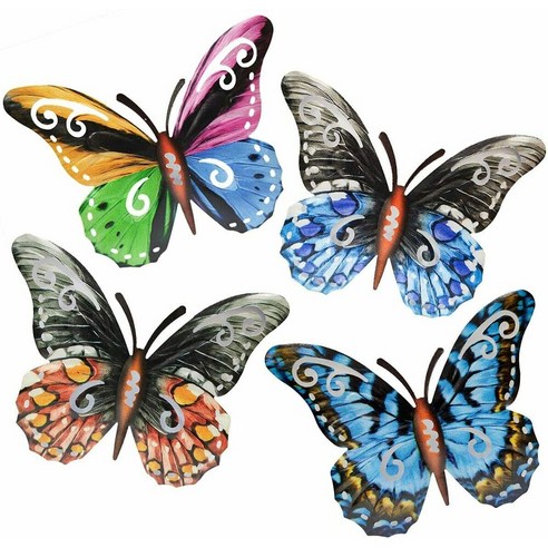 4 Pcs 나비 벽 장식 장식품 실내 야외 정원 마당 벽, 하나, 보여진 바와 같이