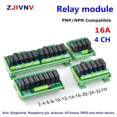 4 채널 1NO 1NC 1 SPDT DIN 레일 마운트 인터페이스 릴레이 모듈 G2R-1-E 16A 입력 DC 12V 24V PNP NPN 호환, [02] Control voltage 24V