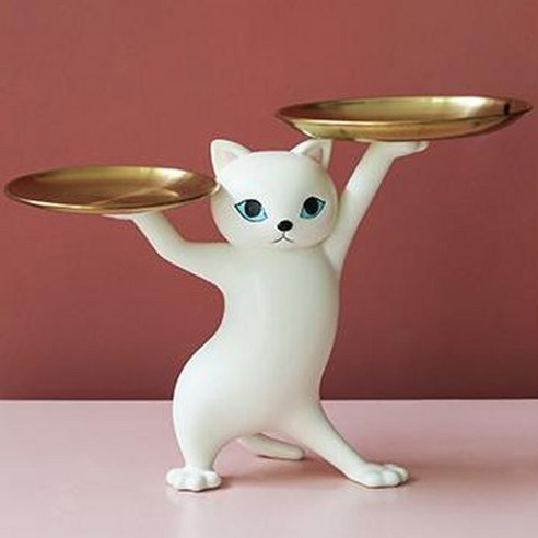 에레디홈 고양이 인테리어 소품 차키 트레이 보관함, 화이트