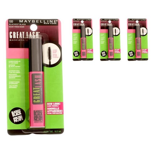 메이블린 그레이트 래쉬 마스카라 12.7ml, Blackest Black, 4개