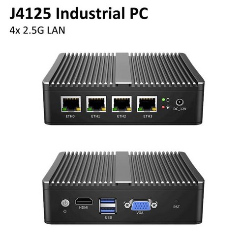 미니PC 팬리스 소프트 라우터 셀러론 J4125 쿼드 코어 4x 인텔 i225 i226 25G LAN HD VGA pfSense 방화벽 기기 ESXI AESNI, 없음, 없음, 52) 16GB DDR4 512GB SSD  J4125