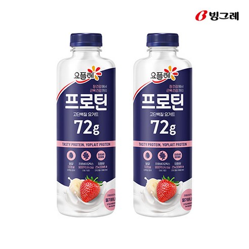 요플레 프로틴 대용량 요거트 드링크 딸기바나나 900ml 2개입, 단품