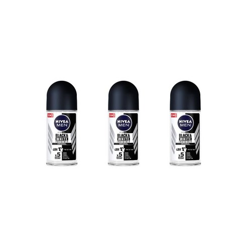 니베아 Nivea MEN 48h 맨 블랙앤화이트 데오드란트, 3개, 50ml