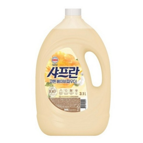 샤프란 섬유유연제 코튼 베이비파우더, 3.1L, 2개