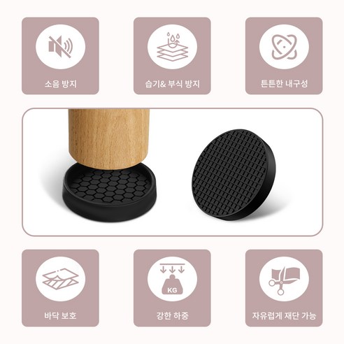 Ezprotekt 가구 테이블/쇼파 다리 밀림 방지 미끄럼 방지 패드 4P/8P, 4개, 사각형, 블랙
