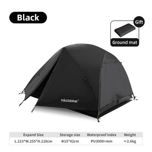 휴대용 초경량 나일론 캠핑 방수 백패킹 사이클링 야외 하이킹 해변 신제품 터널형, 1) Black