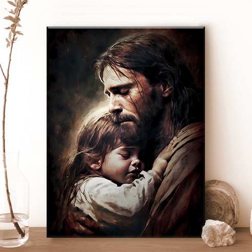 엔픽아트 캔버스형 보석십자수 40x50cm, MK154 예수님과 안겨있는 아이, 1개