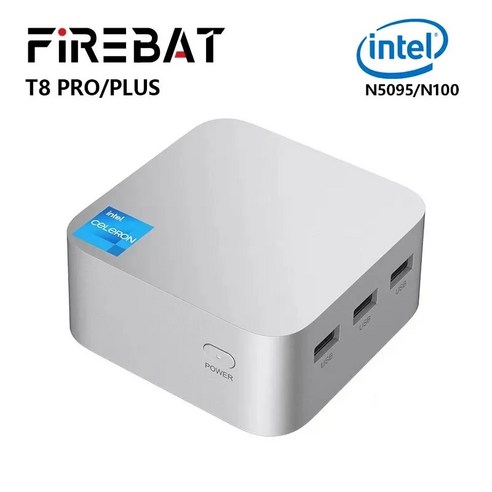   미니 PC FIREBAT T8 프로 플러스 인텔 셀러론 N5095 N100 데스크탑 게이밍 컴퓨터 8GB 16GB 256GB 512GB DDR4 DDR5 WIFI5 BT42, 없음, 4.N100 16G 512G EU