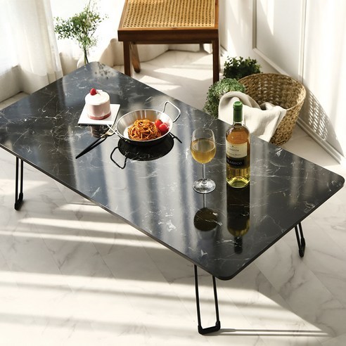 스토리퍼니쳐 LPM 접이식 거실 테이블 9파이 1200 x 600 mm, 블랙마블