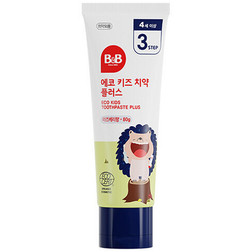 비앤비 에코 키즈 치약 플러스 라즈베리향, 1개, 80g