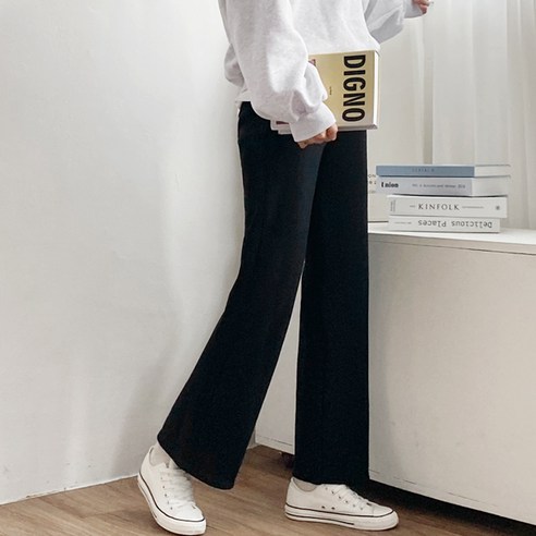 가비진 여성용 따뜻 융털 기모 밴딩 일자핏 팬츠