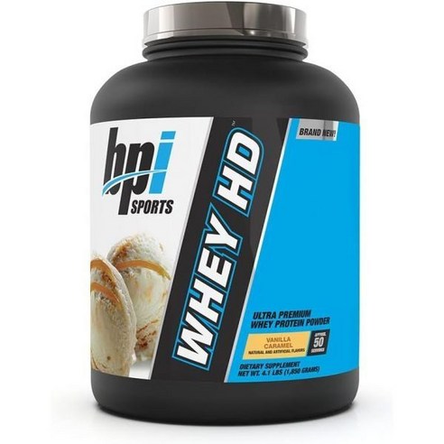 BPI Sports Whey HD 울트라 프리미엄 단백질 파우더 바닐라 카라멜 4.1파운드, 4.1파운드(1팩)