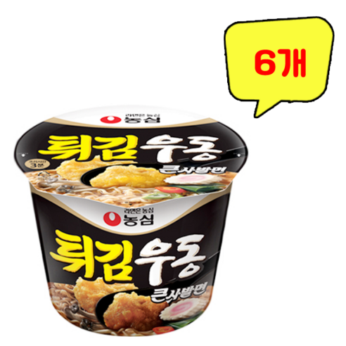 농심 튀김우동큰사발, 111g, 6개