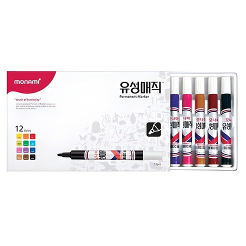 모나미 유성 매직 12색 세트, 혼합색상, 1세트