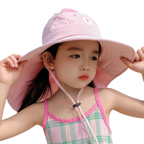 아동플랩캡 아기 수영모자 아동 여름모자 메쉬 리틀베어