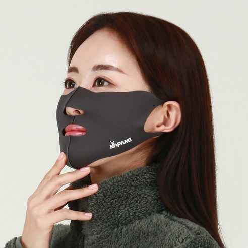 네이팡 스탠다드 노출 남녀공용 자외선 차단 스포츠 운동 안면 입체 쿨링 마스크, 다크그레이