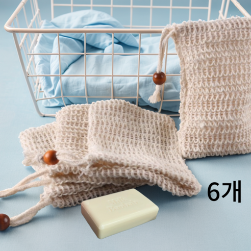 편안가온 풍성한 거품 순면 비누 거품망, 1세트, 순면 6개