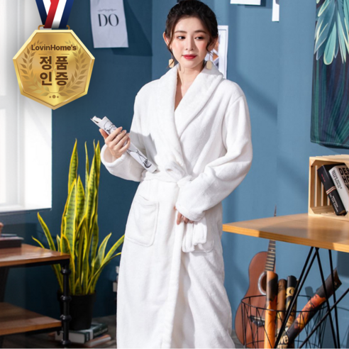 [BEST] 로빈홈즈 샤워가운 목욕가운 호텔, 여성용, 1개, 클리어 아이보리