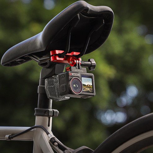 써니라이프 액션캠 공용 자전거 시트 레일 마운트(액션캠 미포함) for DJI 액션5프로/인스타360 go3s/고프로13, 레드, 바이크 시트 마운트