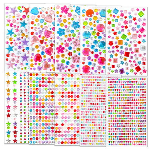 펴나나다 큐빅 비즈 보석 스티커 10종 세트, 1세트, 혼합색상