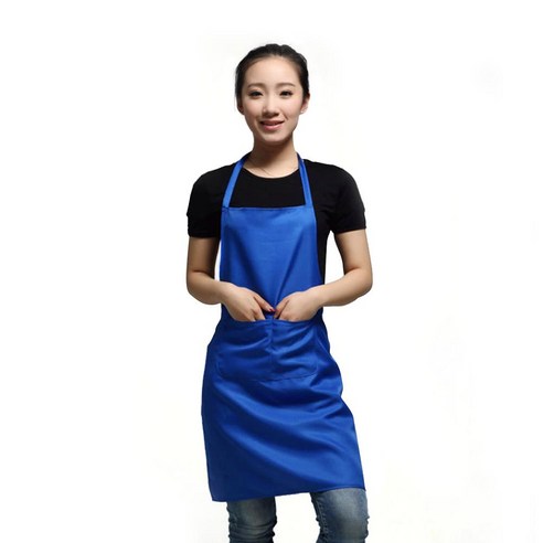 [XIG] 클래식 디자인 63x70cm 폴리에스터 작업용 앞치마 주방 앞치마 포켓 커플 앞치마 블랙 색상, darkbluecolor3